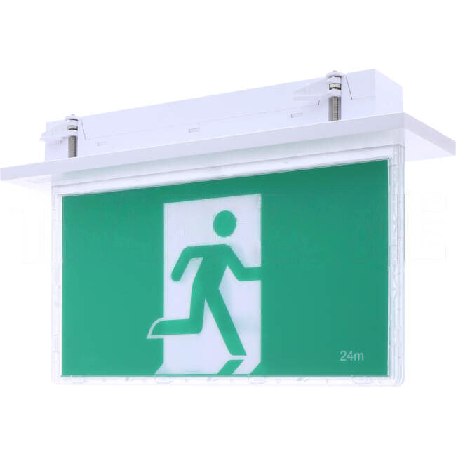 Haneco 1.5 Watt LED ESODO Double Sided Reccessed D24 Slim Running Man Exit Sign