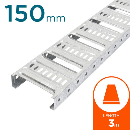 Ezystrut 150mm x 3 Metre ET3 Cable Tray Hot Dipped Galvanised