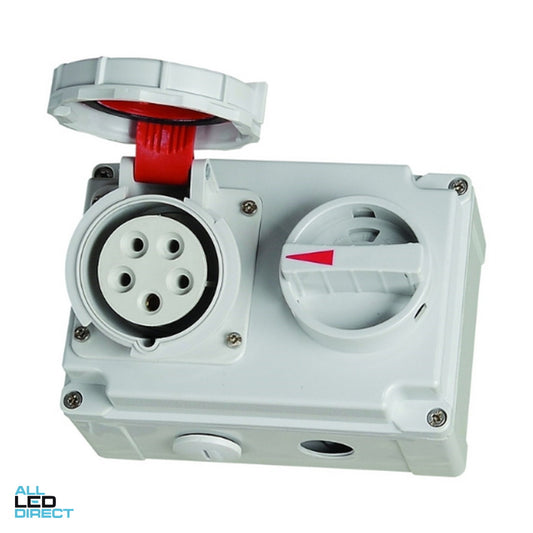 IPD 16 Amp 3 Phase 5 Round Pins IP67 IEC309 Industrial Straight Switched Socket