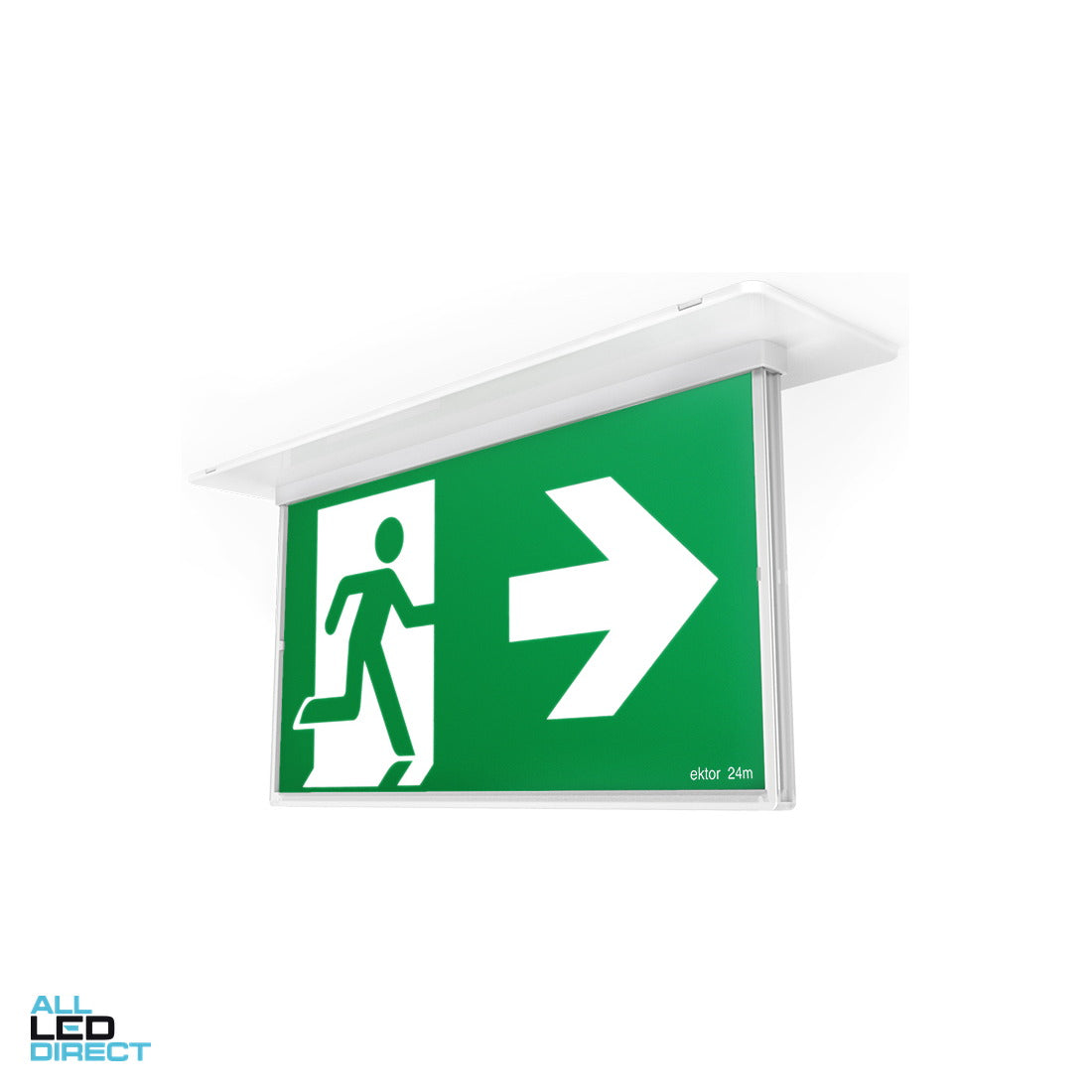 Ektor 2.5 W LED RAZOR CORE Slimblade Recessed Emergency Running Man Exit Sign With Self Test ALL LED Direct