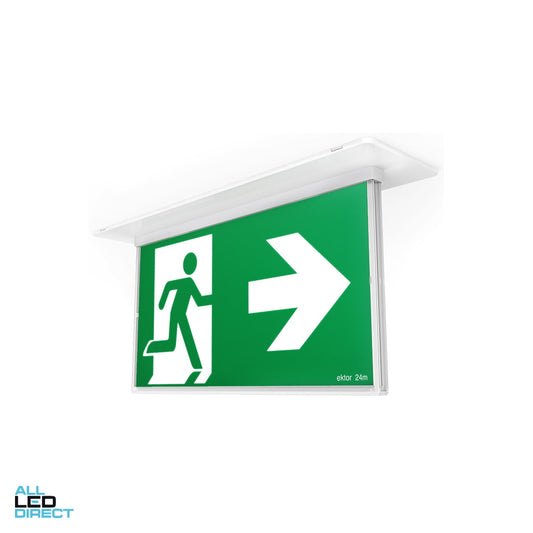 Ektor 2.5 W LED RAZOR CORE Slimblade Recessed Emergency Running Man Exit Sign With Self Test ALL LED Direct
