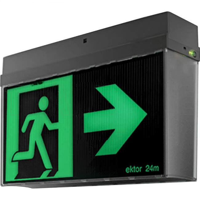 Ektor 1.5 Watt MERCURY Surface Mount Emergency Running Man Exit Sign IP20 Black