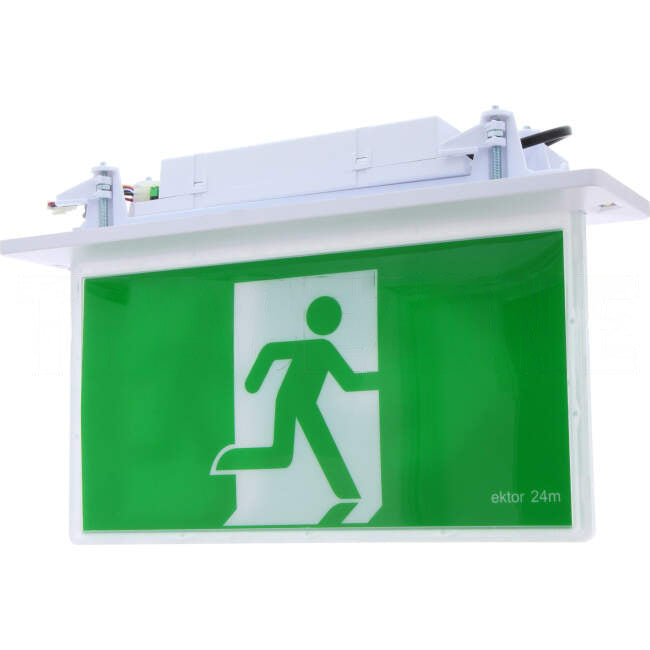 Ektor 2.5 Watt LED RAZOR Maintained Double Sided  Ceiling Mounted Running Man Exit Sign