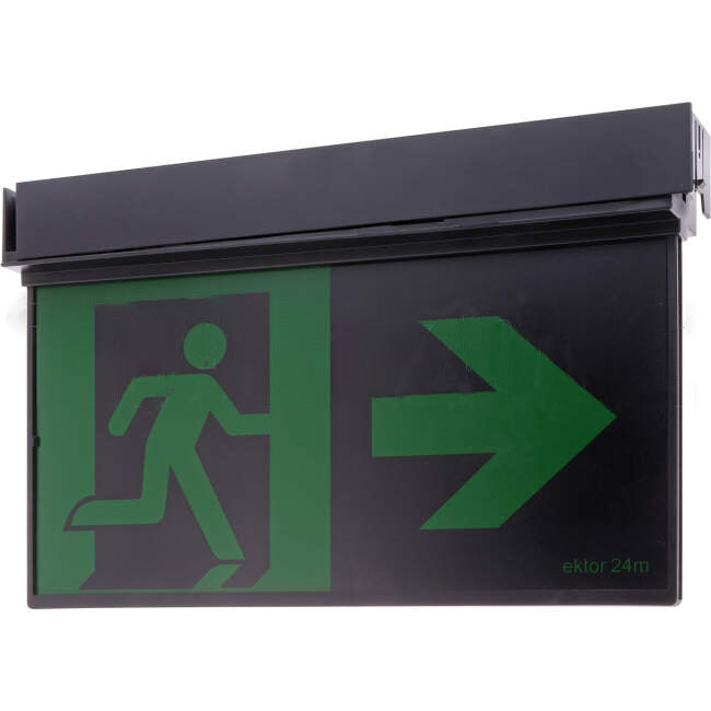 Ektor 2.5 Watt LED RAZOR CORE Slimblade Surface Mount Emergency Running Man Exit Sign Black