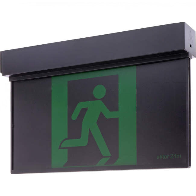 Ektor 2.5 Watt LED RAZOR CORE Slimblade Surface Mount Emergency Running Man Exit Sign Black