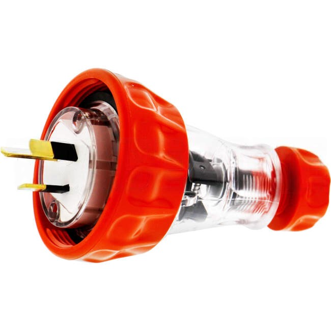 Clipsal 10 Amp EASY56 Single Phase 3 Flat Pins IP66 Straight Industrial Plug Orange