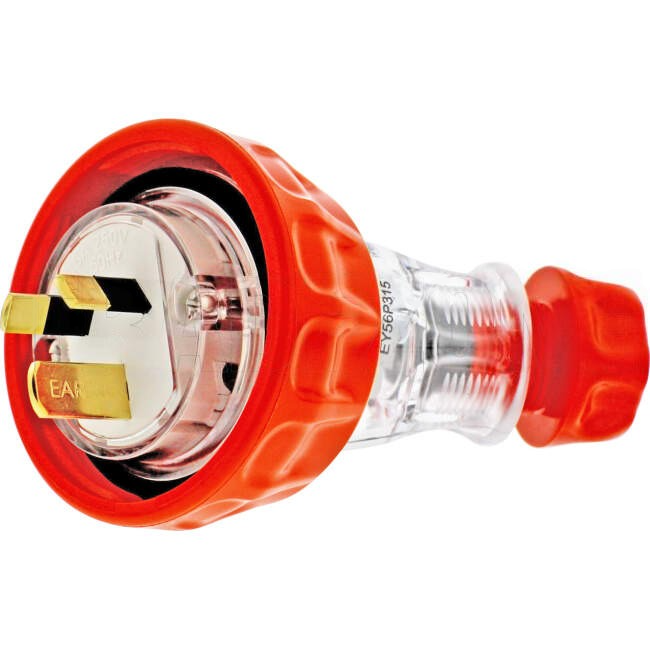 Clipsal 15 Amp EASY56 Single Phase 3 Flat Pins IP66 Straight Industrial Plug Orange Each