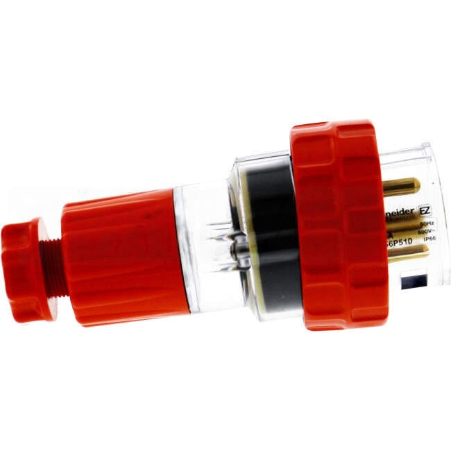 Clipsal 10 Amp EASY56 3 Phase 5 Round Pins IP66 Straight Industrial Plug Orange