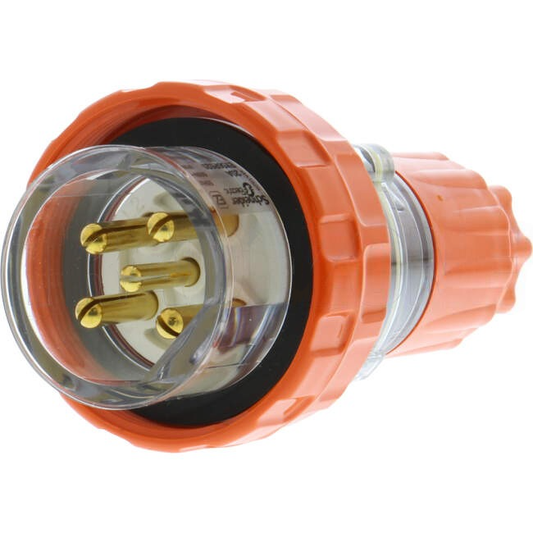 Clipsal 20 Amp EASY56 3 Phase 5 Round Pins IP66 Straight Industrial Plug Orange