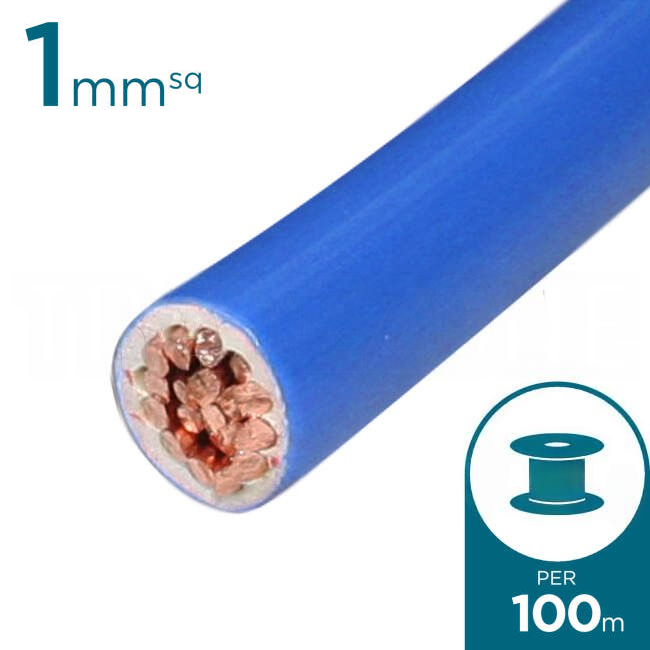 Electra 1mm Single Core Flexible Cable V90HT Blue 100 Metre Roll