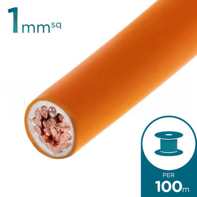 Electra 1mm Single Core Flexible Cable V90HT Orange 100 Metre Roll