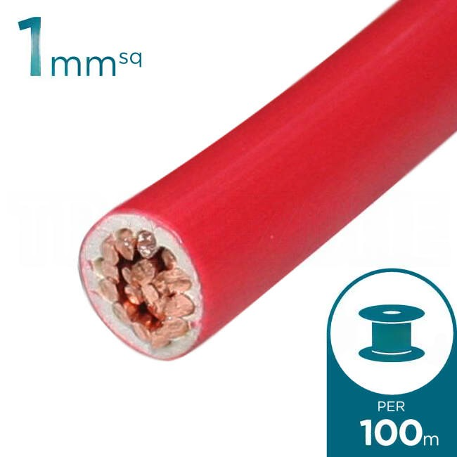 Electra 1mm Single Core Flexible Cable V90HT Red 100 Metre Roll