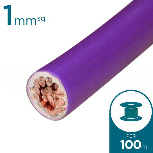 Electra 1mm Single Core Flexible Cable V90HT Violet 100 Metre Roll