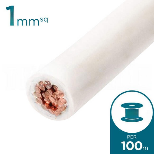 Electra 1mm Single Core Flexible Cable V90HT White 100 Metre Roll