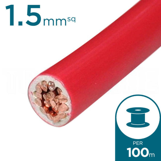 Electra 1.5mm Single Core Flexible Cable V90HT Red 100 Metre Drum