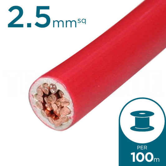 Electra 2.5mm Single Core Flexible Cable V90HT Red 100 Metre Drum