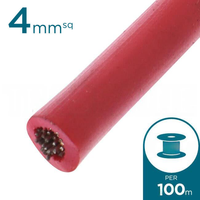 Electra 4mm Single Core Flexible Cable V90HT Red 100 Metre Drum