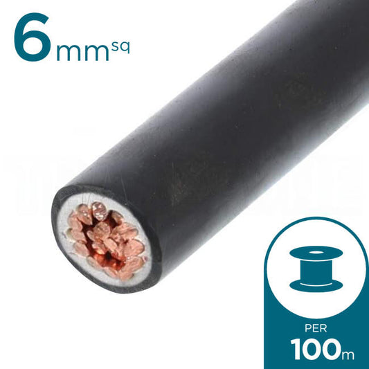 Electra 6mm Single Core Flexible Cable V90HT Black 100 Metre Drum