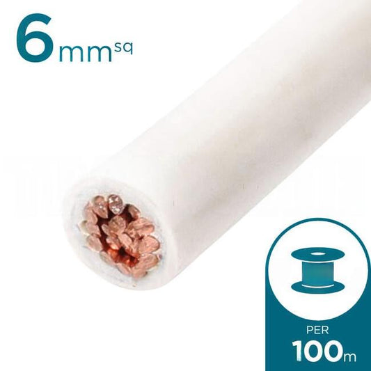 Electra 6mm Single Core Flexible Cable V90HT White 100 Metre Drum