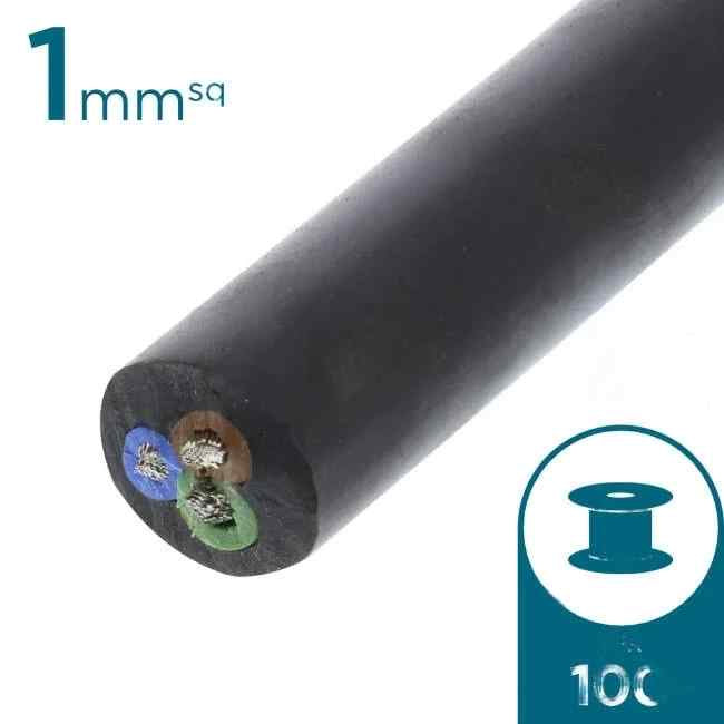 Electra 1mm 3 Core Ordinary Duty Flex Cable Black 100 Metre Roll - Default Title (F3010100BLK)