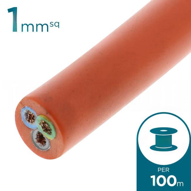 Electra 1mm 3 Core Ordinary Duty Flex Cable Orange 100 Metre Drum