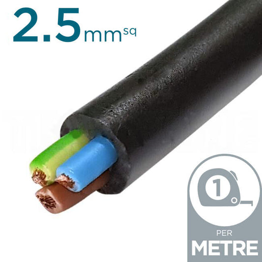 Electra 2.5mm 3 Core Ordinary Duty Flex Cable Black Per Metre