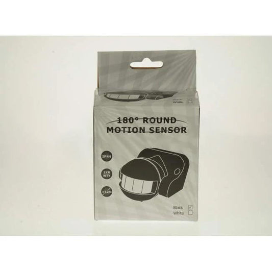 Matelec 180 Degree Surface Mounted Wall SMART SENSE Movement Sensor IP44 With 12 Metre Detection Range Black