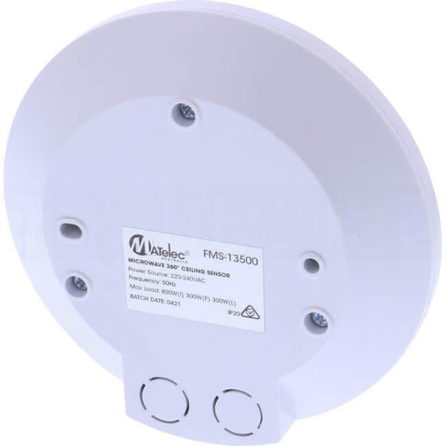 Matelec 360 Degree Surface Mounted Ceiling Microwave Movement Sensor IP44 With 20 Metre Detection White