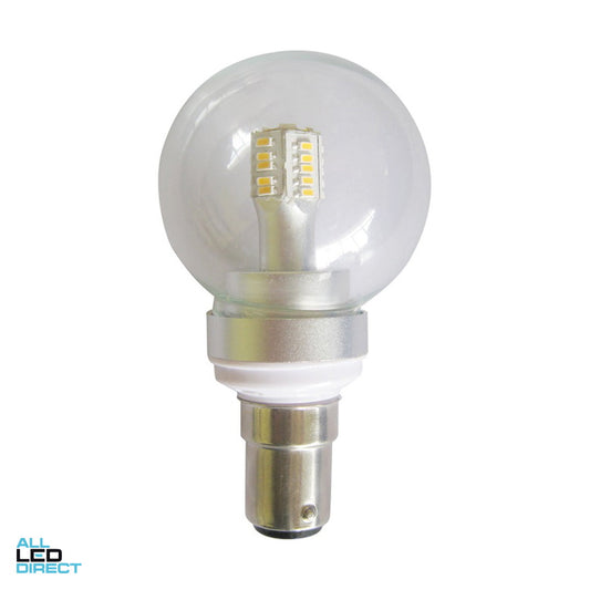 CLA 4 W Clear Fancy Round LED Globe With SBC/B15 Connection 5000 K ALL LED Direct