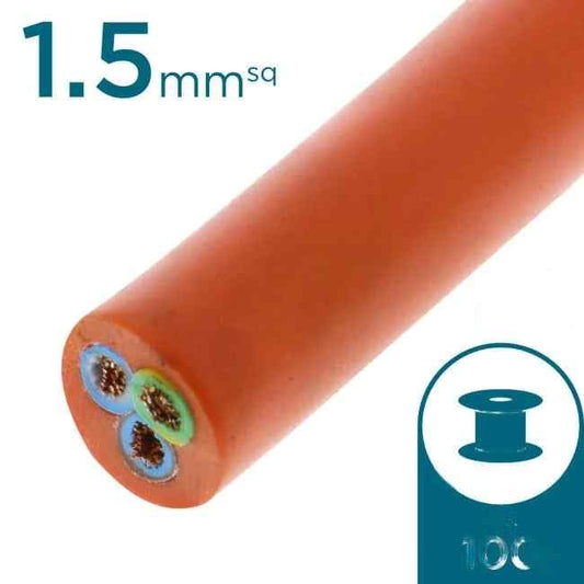 Apec 1.5mm 3 Core Heavy Duty Flex Cable Orange 100 Metre Drum - Default Title (FRH330025OR100)