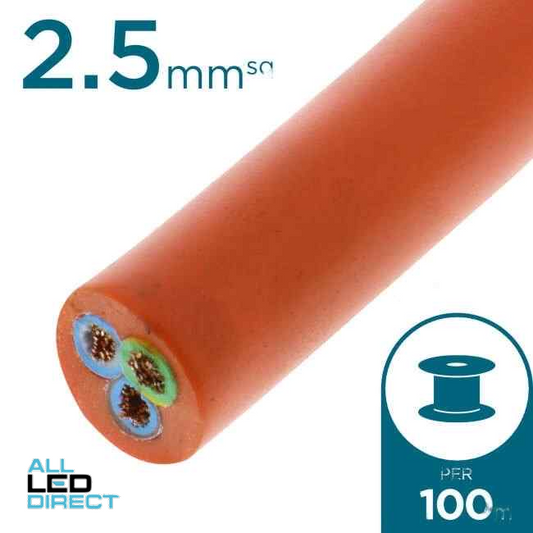 Apec 2.5mm 3 Core Heavy Duty Flex Cable Orange 100 Metre Drum