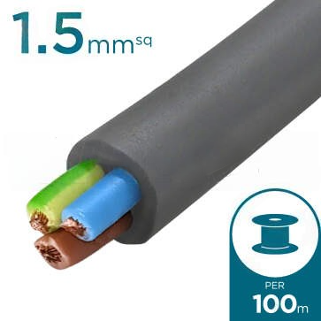 Apec 1.5mm 3 Core Ordinary Duty Flex Cable Grey 100 Metre Drum