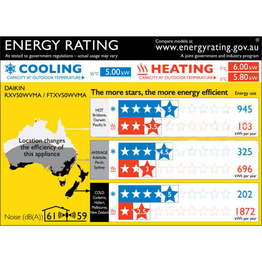 Daikin 5.0kW Cool 6.0kW Heat CORA Inverter Hi-Wall Indoor/Outdoor Air Conditioning Unit