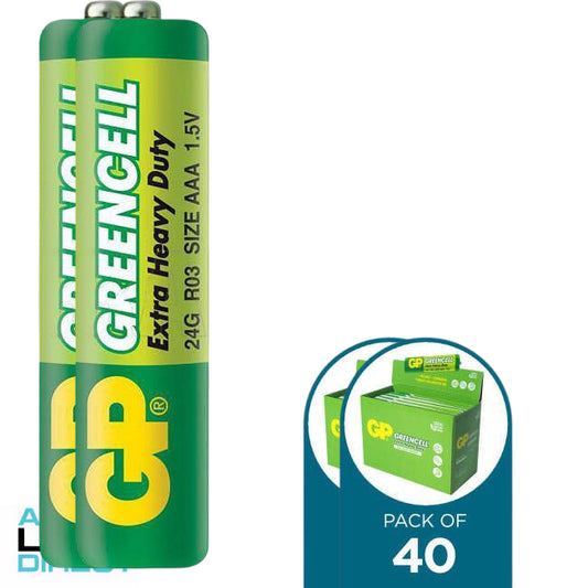 GP Greencell 1.5 Volt Extra Heavy Duty AAA Battery Pack Of 40