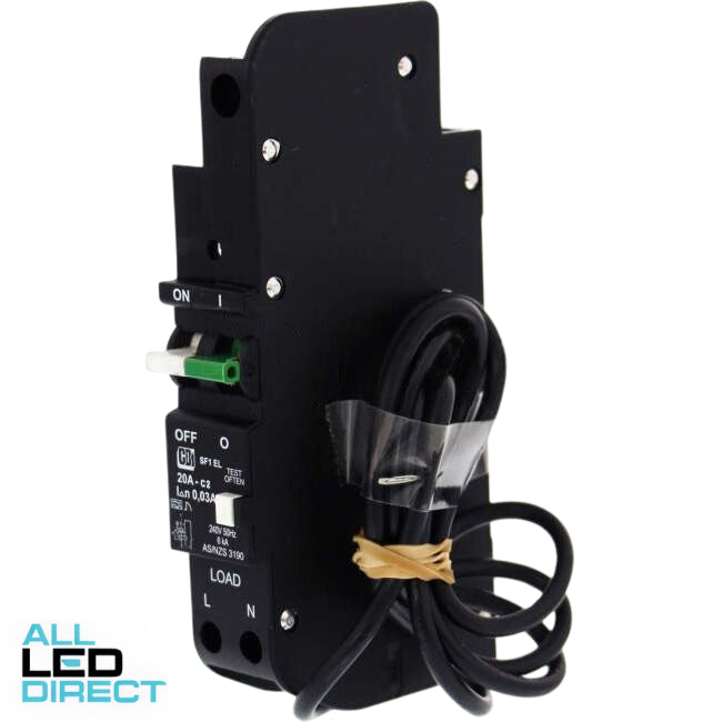 CBI Heinemann 20 Amp Miniature Circuit Breaker & Residual Current Device MCB/RCD RCBO C Curve 1 Pole + Neutral SF1 30mA 6kA