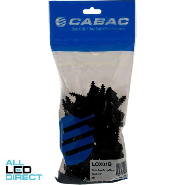 Cabac 6mm x 30mm Nylon UV Cable Ties Anchor Black Pack of 100