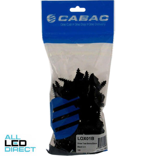 Cabac 6mm x 30mm Nylon UV Cable Ties Anchor Black Pack of 100