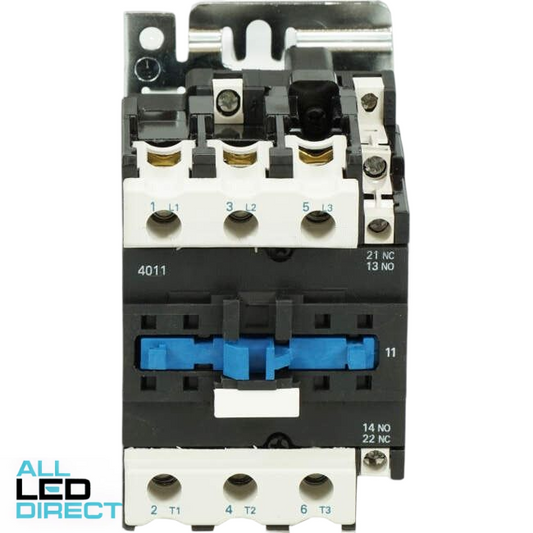 Dore 50 Amp 22kW 4 Pole Contactor With 240 Volt AC Coil & 1 x N/O & 1 x N/C Auxilary Contacts