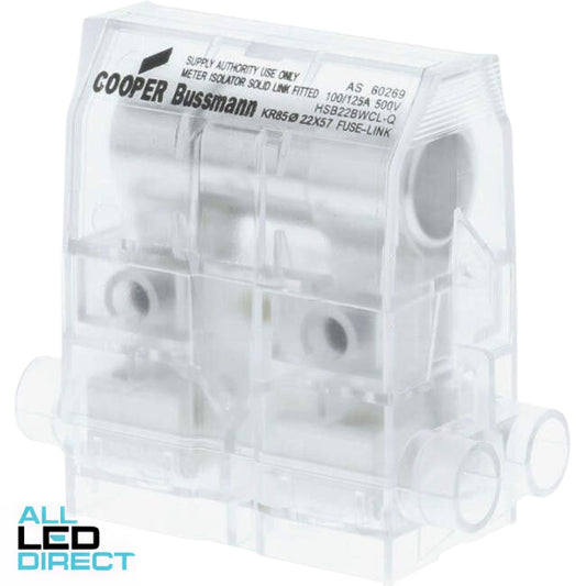 Eaton Bussman 125 Amp Isolation Link Clear Back Wired Non-Fused Link Used For QLD Meter Panels