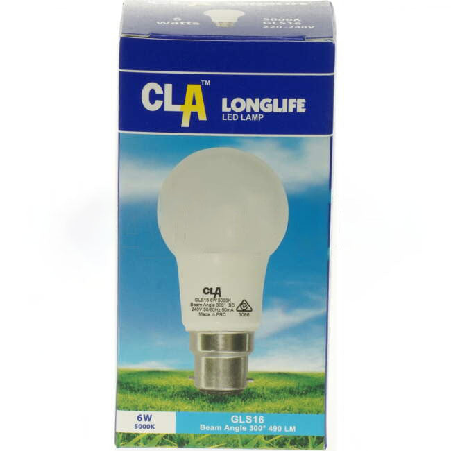 CLA 6 Watt LED Lamp With BC/B22 Connection 5000k