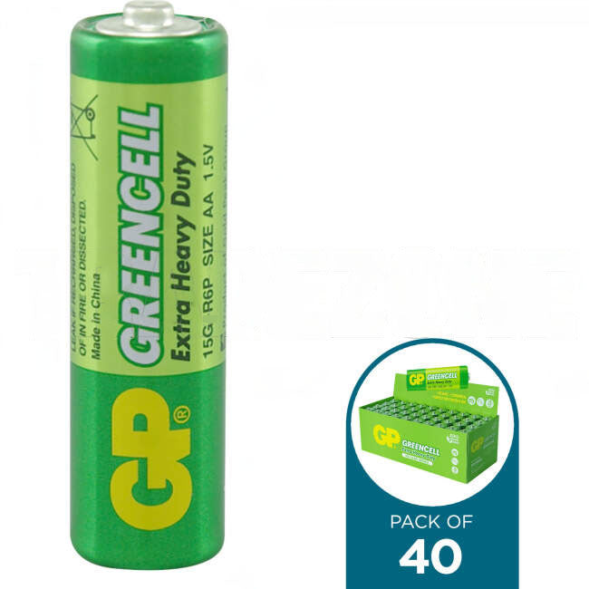 GP Greencell 1.5 Volt Extra Heavy Duty AA Pack Of 40