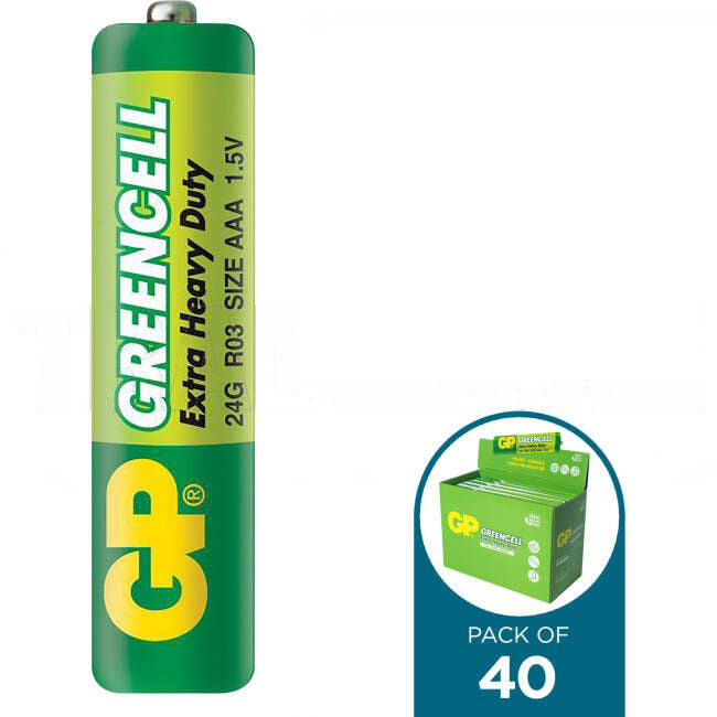 GP Greencell 1.5 Volt Extra Heavy Duty AAA Battery Pack Of 40