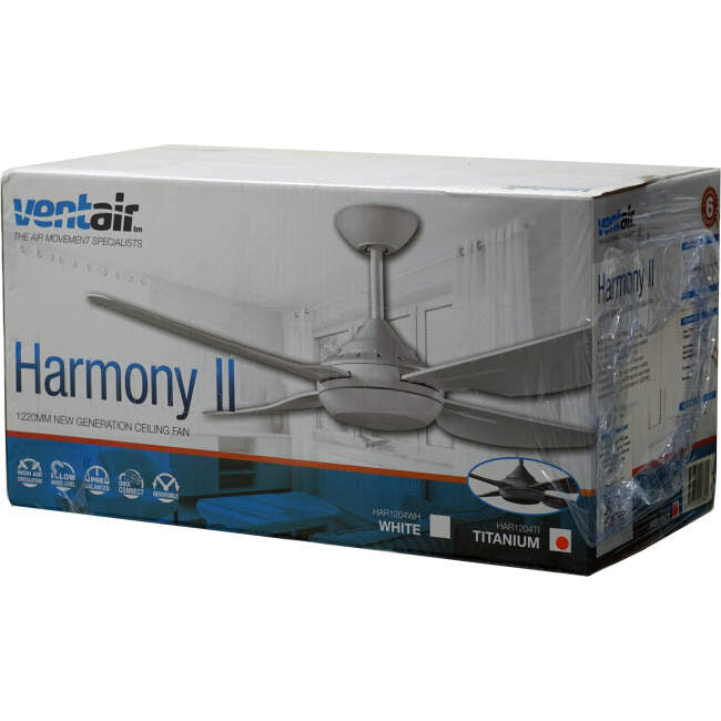 Ventair 1220mm (48') HARMONY II 4 Blade Ceiling Sweep Fan With Moulded ABS Blades Titanium