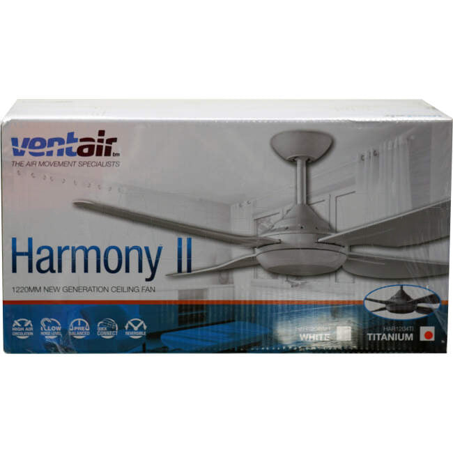 Ventair 1220mm (48') HARMONY II 4 Blade Ceiling Sweep Fan With Moulded ABS Blades Titanium