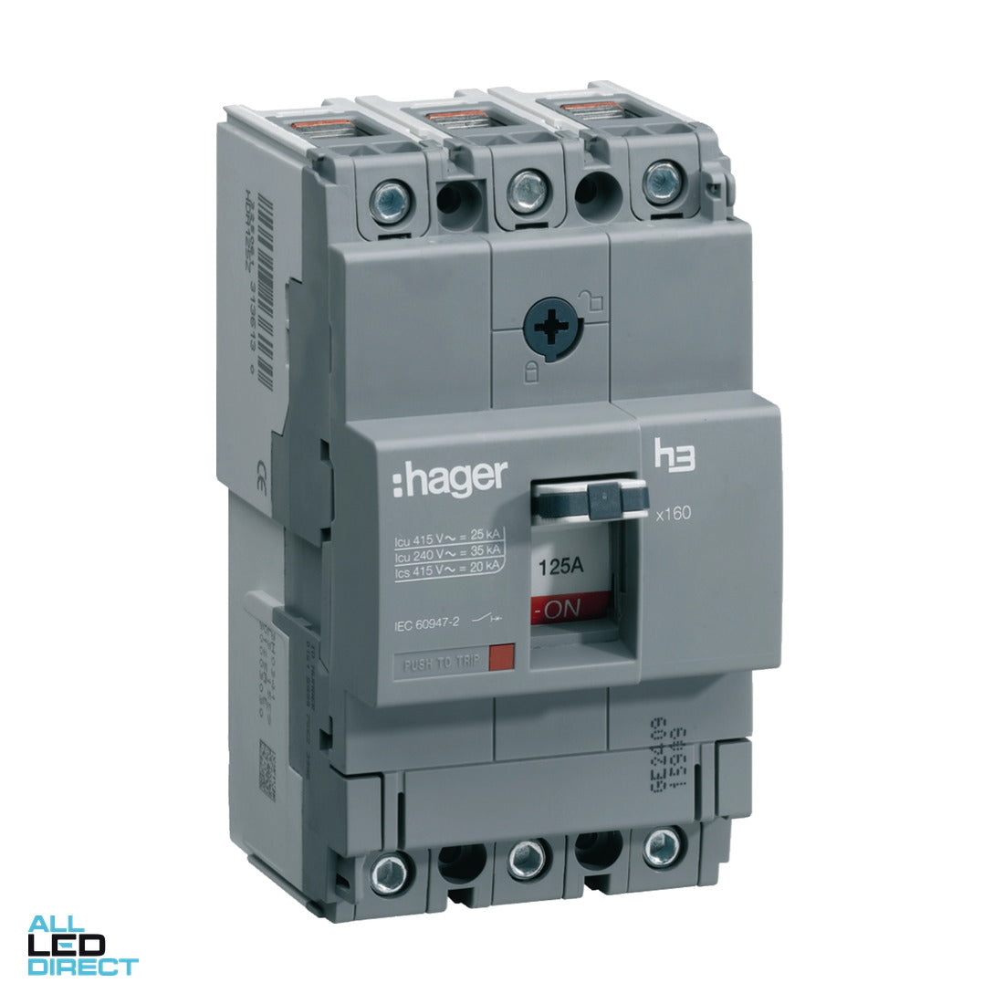 Hager 125 Amp 3 Pole Moulded Case Circuit Breaker MCCB 25kA ALL LED Direct