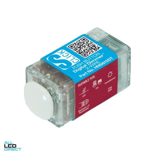 Cabac 350 Watt S-CLICK Push Button Digital Dimmer Mech White ALL LED Direct