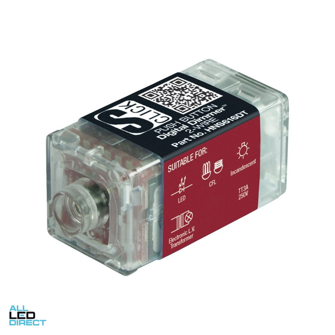 Cabac 350 Watt S-PREMIUM Push Button Digital Dimmer Mech White ALL LED Direct