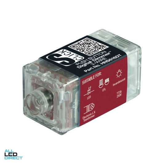 Cabac 350 Watt S-PREMIUM Push Button Digital Dimmer Mech White ALL LED Direct