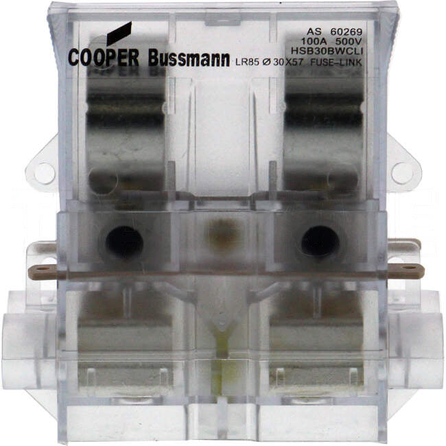 Cooper 100 Amp Bussman Back Wire Fuse Holder Clear