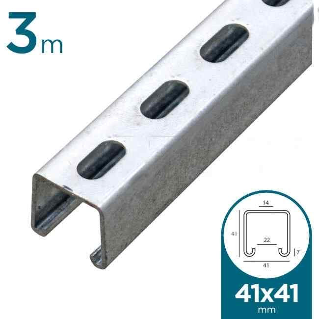 Impres 41mm x 41mm x 2.5mm 3 Metre Slotted Channel Galvabond - Default Title (I1000TG3)